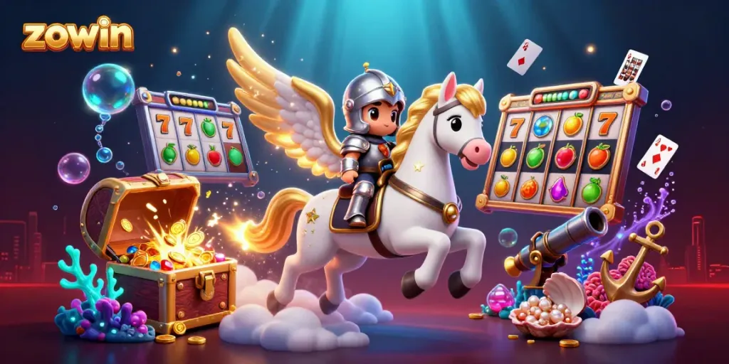 Experience the thrill of winning with Zowin in this vibrant casino scene!