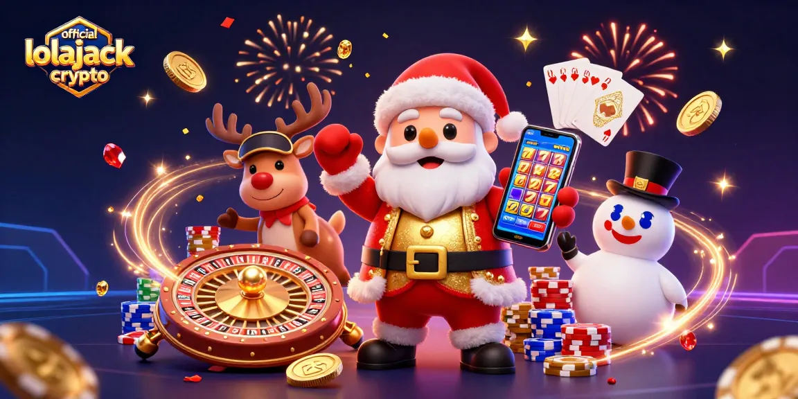 Win big at official lolajack crypto with Santa, reindeer, and snowman in a vibrant casino!
